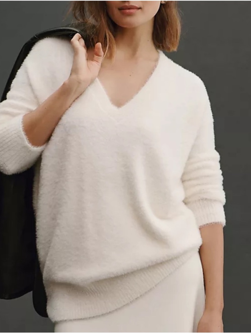 By Anthropologie V-Neck Eyelash Tunic Cozy Plush Women’s Sweater Size L NWT
